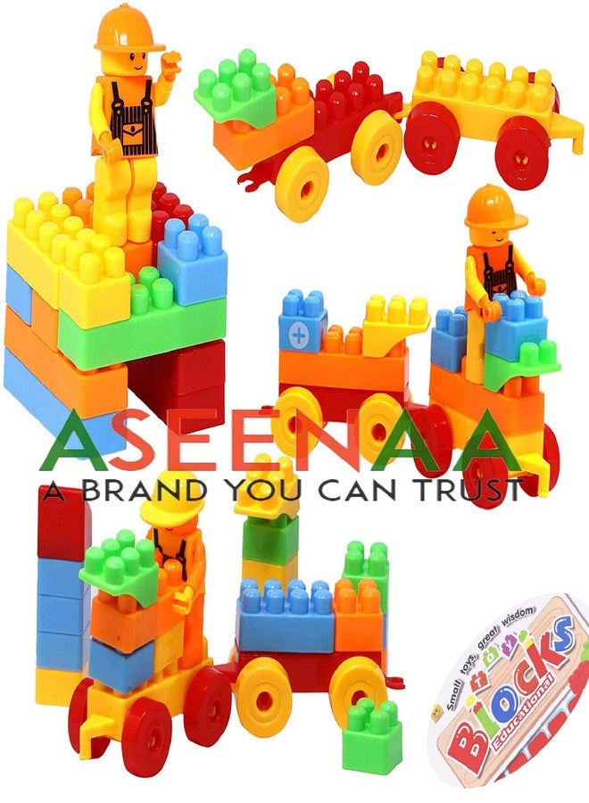 Aseenaa Toy Building Blocks for Kids with Zip Packing | Different Shape Blocks Toys of 73 Pcs | Block Games for Kids and Gift Toy | Colour - Multi Color - Image 2